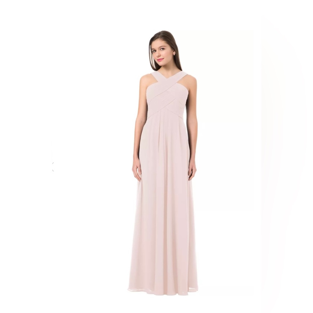 Bill Levkoff Petal Pink Chiffon Wide Strap A-line Dress